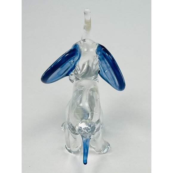 VTG Miniature 2" Handblown Glass Clear & Blue ELEPHANT Figurine Trunk Raised EUC - Picture 4 of 5